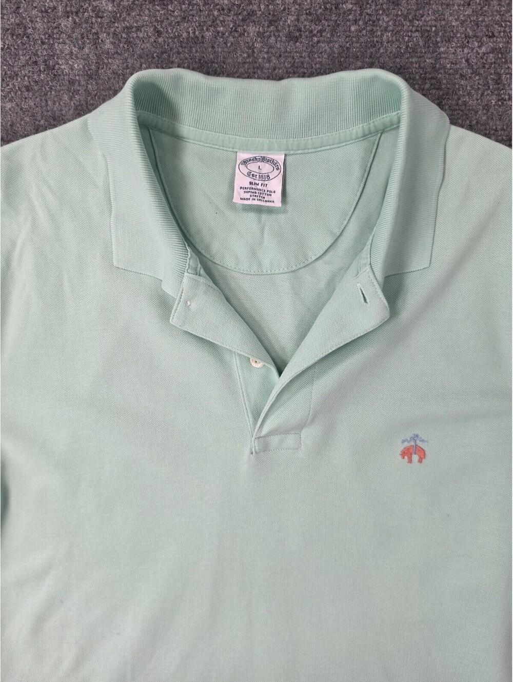Brooks Brothers Polo Shirt Mens L Slim Fit Supima Cotton Stretch Mint Green